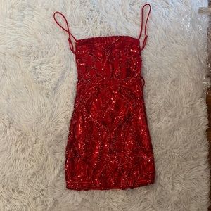 Red short tight dress
